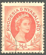 760 Rhodesia Nyasaland Queen Elizabeth II 1/2d Orange (RHO-29b) - Königshäuser, Adel