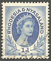 760 Rhodesia Nyasaland Queen Elizabeth II 1d Blue Bleu (RHO-30a) - Rhodesië & Nyasaland (1954-1963)