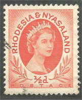 760 Rhodesia Nyasaland Queen Elizabeth II 1/2d Orange (RHO-29a) - Rodesia & Nyasaland (1954-1963)