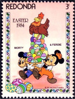 756 Redonda Disney Paques Easter Coq Poule Hen Hahn Huhn Rooster Chicken Oeuf Egg MNH ** Neuf SC (RED-23a) - Antigua And Barbuda (1981-...)