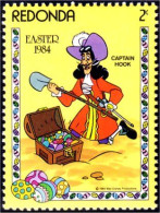 756 Redonda Disney Paques Easter Capitaine Crochet Captain Hook Oeuf Egg MNH ** Neuf SC (RED-22a) - Antigua Und Barbuda (1981-...)