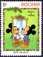 756 Redonda Disney Morty Fredie Mirror Miroir Noel Christmas MNH ** Neuf SC (RED-13a) - Antigua En Barbuda (1981-...)