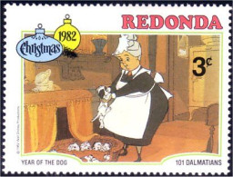 756 Redonda Disney 101 Dalmatiens Dalmatians Nanny Cook Puppies Chiots MNH ** Neuf SC (RED-4b) - Antigua Et Barbuda (1981-...)