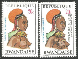 777 Rwanda Femme Coiffure Woman Hairdress + Surcharge Bruxelles 1973 No Gum (RWA-262) - Unused Stamps