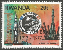 777 Rwanda Apollo Soyouz Soyuz Surcharge Wernher Von Braun MNH ** Neuf SC (RWA-176) - Sonstige & Ohne Zuordnung