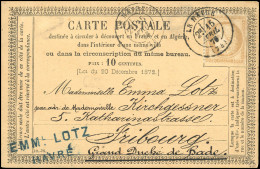 Obl. 55 - 15c. Bistre Obl. S/carte Postale Frappée Du CàD De LE HAVRE Du 15 Avril 1876 à Destination De FRIBOURG - GRAND - 1871-1875 Cérès