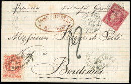 Obl. 57 - 80c. Rose Obl. Ancre S/lettre Frappée Du CàD De BUENOS AYRES - PAQ FR J N°2 Du 11 Juillet 1874 à Destination D - 1871-1875 Ceres