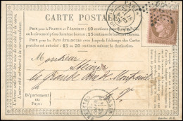 Obl. 58 - 10c. Brun S/rose Obl. étoile 24, S/carte Postale Locale Frappée Du CàD De PARIS - RUE DE CLERY Du 28 Mars 1876 - 1871-1875 Cérès