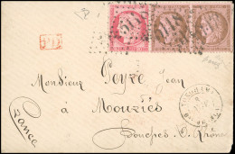 Obl. 58 + 57 - Paire Du 10c. Rose + 80c. Rose Obl. GC 5118 S/lettre Frappée Du CàD De YOKOHAMA - Bau FRANCAIS Du 8 Novem - 1871-1875 Ceres