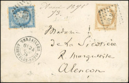 Obl. 59 + 60C - 15c. Bistre + 25c. Bleu Obl. AS.NA S/lettre Frappée Du CàD De VERSAILLES - ASSEMBLEE NATle Du 24 Novembr - 1871-1875 Cérès