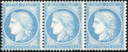 ** 60A - 25c. Bleu. Type I. Bande De 3. SUP. - 1871-1875 Cérès