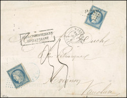 Obl. 60C - 25c. Bleu, Type III, Obl. GC 2240 + 25 Obl. Losange Bleu "R" S/lettre Frappée Du CàD MARSEILLE Du 7 Décembre  - 1871-1875 Cérès