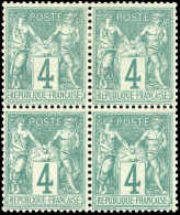 * 63 - 4c. Vert. Bloc De 4. SUP. - 1876-1878 Sage (Typ I)