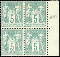* 64 - 5c. Vert. Bloc De 4. BdeF. SUP. - 1876-1878 Sage (Type I)
