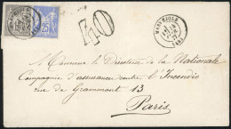 Obl. 66+ 68 - 15c. Gris + 25c. Bleu Obl. S/lettre Frappée Du CàD De MARVEJOLS Du 24 Février 1877 à Destination De PARIS. - 1876-1878 Sage (Typ I)