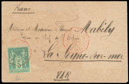Obl. 75 - 5c. Vert Obl. S/lettre Frappée Du Cachet Octogonal Rouge De LOANGO A MARSEILLE Du 15 Décembre 1892 à Destinati - 1876-1878 Sage (Typ I)