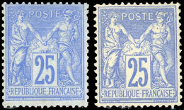 * 78x 2 - 25c. Outremer. 2 Pièces De Couleurs Totalement Différentes. SUP. - 1876-1878 Sage (Type I)