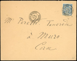 Obl. 90 - 15c. Bleu Obl. S/lettre Frappée Du CàD De BASTIA - LIGNE DE MARSEILLE Du 26 Mai 1893 à Destination De MURO - C - 1876-1878 Sage (Type I)