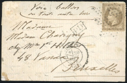 Obl. 30 - L'ARMAND BARBES. 30c. Lauré Obl. étoile S/lettre Frappée Du CàD De PARIS (60) Du 30 Septembre 1870 à Destinati - Guerre De 1870