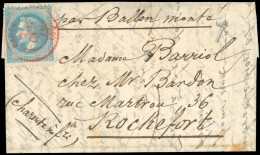 Obl. 29 - L'ARMAND BARBES. 20c. Lauré Obl. S/lettre Frappée Du Cachet Rouge PARIS (SC) Du 7 Octobre 1870 à Destination D - Krieg 1870