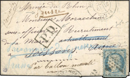 Obl. 37 - LE GARIBALDI. 20c. Siège Obl. étoile S/lettre Frappée Du CàD De PARIS Du 19 Octobre 1870 à Destination D'un So - Guerre De 1870