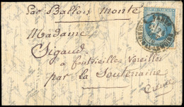 Obl. 29 - LE VAUBAN. 20c. Lauré Obl. S/lettre Frappée Du CàD De PARIS - R. CARDINAL LEMOINE Du 24 Octobre 1870 à Destina - Krieg 1870
