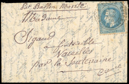 Obl. 29 - LE FERDINAND FLOCON. 20c. Lauré Obl. S/lettre Frappée Du CàD De PARIS - R. CARDINAL LEMOINE Du 3 Novembre 1870 - Oorlog 1870