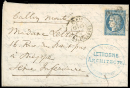 Obl. 37 - LE GENERAL UHRICH. 20c. Siège Obl. étoile 37 S/lettre Frappée Du CàD De PARIS - R. MALESHERBES Du 15 Novembre  - Guerre De 1870