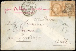 Delcampe - Obl. 36 - L'ARCHIMEDE. Paire Du 10c. Siège Obl. étoile 20 S/lettre Frappée Du CàD De PARIS - R. ST-DOMQUE ST-GN Du 18 No - War 1870