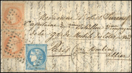 Obl. 31 X 2 + 45 - 40c. Lauré X 2 + 20c. Bordeaux, Type II, Obl. GC S/lettre Frappée Du CàD De ST-SERVAN Du 14 Janvier 1 - Oorlog 1870