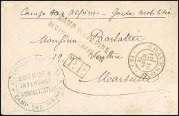 Obl. 10 - Lettre Frappée Du Grand Cachet Bleu REPUBLIQUE FRANCAISE * BOURGES INTENDANT ADMINISTRATEUR * CAMP DES ALPINES - Guerra Del 1870