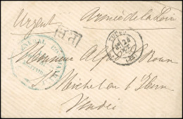 Obl. 15 - Lettre De L'Armée De La Loire Frappée Du Grand Cachet Bleu GENERAL COMMANDANT - LA 18IEME DIVISION MILITAIRE,  - Guerre De 1870