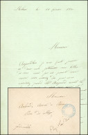 Obl. 17 - Lettre Manuscrite De MEHUN Du 15 Février 1871, Frappée Du Cachet Bleu CORPS D'ARMEE * QUARTIER GENERAL à Desti - Guerra Del 1870