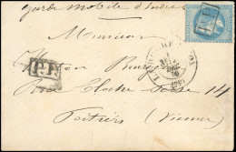 Obl. 29 - 20c. Lauré Obl. Cachet Encadré "P.P." En Noir, S/lettre Frappée D'un Garde Mobile Du CàD De LA ROCHE-SUR-YON D - War 1870