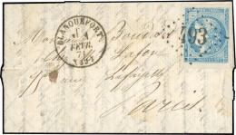 Obl. 46A - 20c. Bleu, Grandes Marges, Obl. GC 493 S/lettre Frappée Du CàD De BLANQUEFORT Du 1 Février 1871 à Destination - War 1870