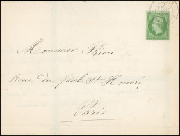 Obl. 20 - 5c. Empire Dentelé Obl. S/faire-part De Deuil Frappé Du CàD De PARIS Du 13 Mai 1871. SUP. - Guerra De 1870