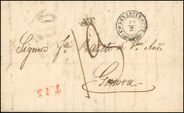 Obl. CONSTANTINOPLE. Lettre Frappée Du Cachet Orné De CONSTANTINOPEL Du 12 Février 1853 à Destination De GENOVA - ITALIE - 1849-1876: Periodo Classico