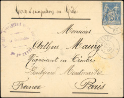 Obl. 90 - CRETE. 15c. Sage Obl. CàD LA CANEE - CRETE Du 29 Octobre 1900 S/lettre Frappée Du Grand Cachet Du "8° REG. D'I - 1849-1876: Classic Period