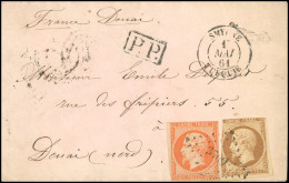 Obl. 13 + 16 - SMYRNE. 10c. + 40c. Empire Non Dentelé (déf.) Obl. PC 3709 S/lettre Frappée Du CàD De SMYRNE Du 1er Mai 1 - 1849-1876: Periodo Classico