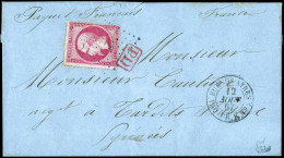 Obl. 24 - 80c. Empire Dentelé Obl. Ancre S/lettre Frappée Du CàD BUENOS-AYRES - PAQ FR K N°1 Du 12 Août 1867 à Destinati - Maritime Post