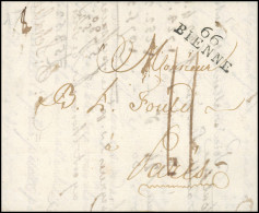 Obl. 66 BIENNE - Cursive "66 BIENNE" S/lettre Manuscrite Du 24 Janvier 1803 à Destination De PARIS. SUP. RR. - 1792-1815: Conquered Departments