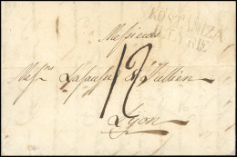 Obl. KOSTANIZA. Lettre Du 23 Juillet 1813 Frappée De La Griffe KOSTANIZA - ILLYRIE à Destination De LYON. SUP. R. - 1792-1815: Dipartimenti Conquistati