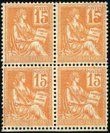 ** 117 - 15c. Mouchon Orange. Bloc De 4. ''15'' Très Empâté Sur Les 2 Timbres Supérieurs. SUP. - Otros & Sin Clasificación