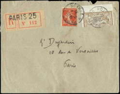 Obl. 120 - 50c. Merson Brun Et Gris, Belle Variété De Piquage, Obl. S/lettre Recommandée Frappée Du CàD De PARIS 25  - R - Other & Unclassified