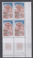 France  N° 2133 XX La Maison Carrée à Nimes, En Bloc De 4 Coin Daté Du 5 . 11 . 80 ; Sans Trait, Sans Charnière, TB - 1980-1989