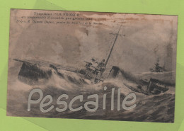 TORPILLEUR LA FRONDE EN MANOEUVRE D'ESCADRE PAR GROSSE MER D'APRES R. DUMONT DUPARC PEINTRE DU MINISTERE DE LA MARINE - - Krieg