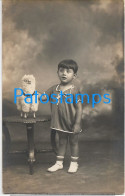 226122 REAL PHOTO COSTUMES BOY WITH SHEEP TOY POSTAL POSTCARD - Photographs