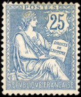 * 127a - 25c. Mouchon Bleu. Impression Recto-verso. Pli. TB. - Other & Unclassified