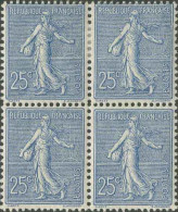 ** 132 - 25c. Semeuse De Roty Bleu. Bloc De 4. Fraîcheur Postale. 2 Timbres *. SUP. - Otros & Sin Clasificación