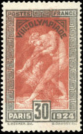 ** 185b - 30c. Noir Et Rouge-brun. Jeux Olympique 1924 De Paris. Double Impression Du Centre. SUP. RR. - Andere & Zonder Classificatie